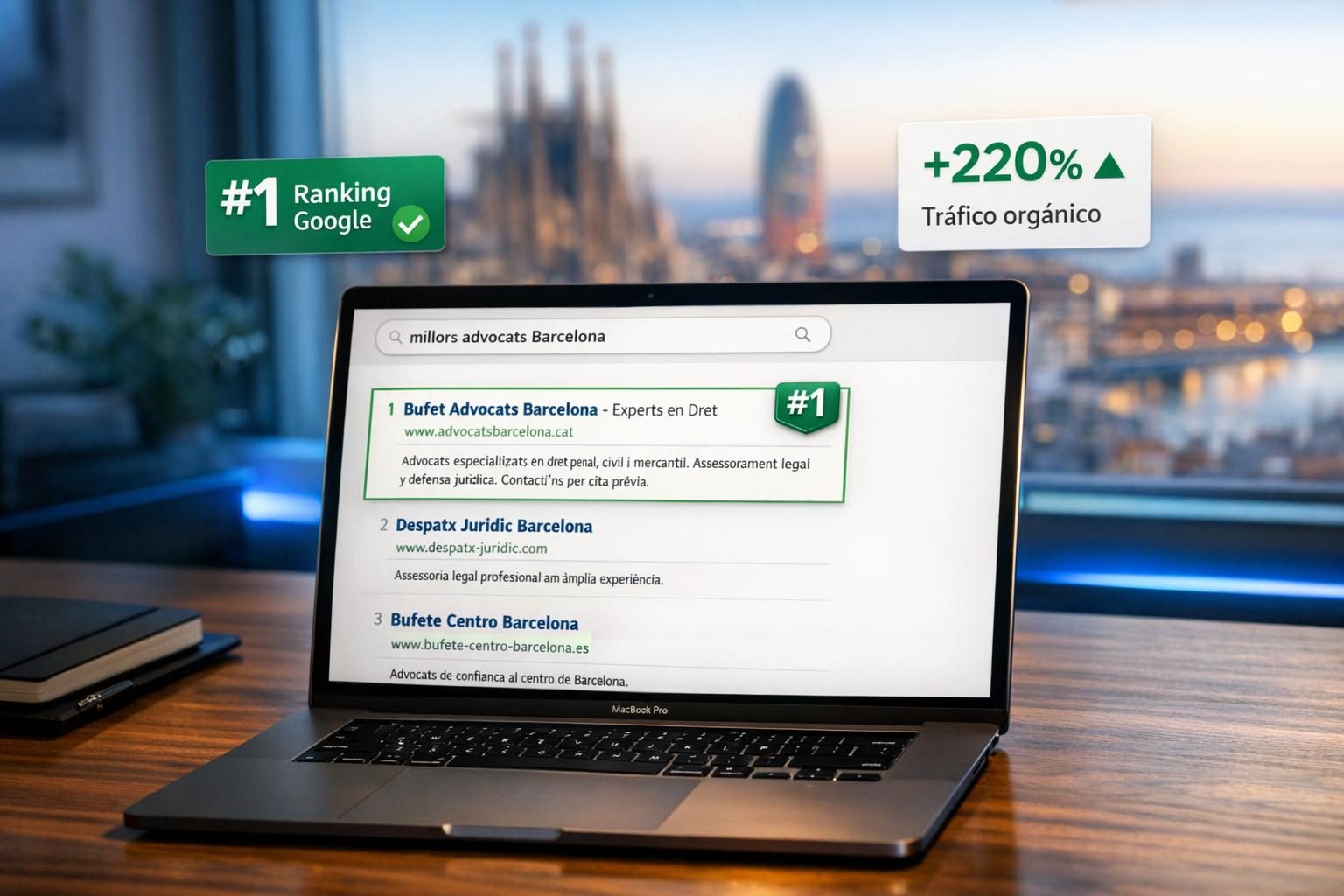 SEO en Barcelona — Ranking #1 en Google para "mejores abogados Barcelona"